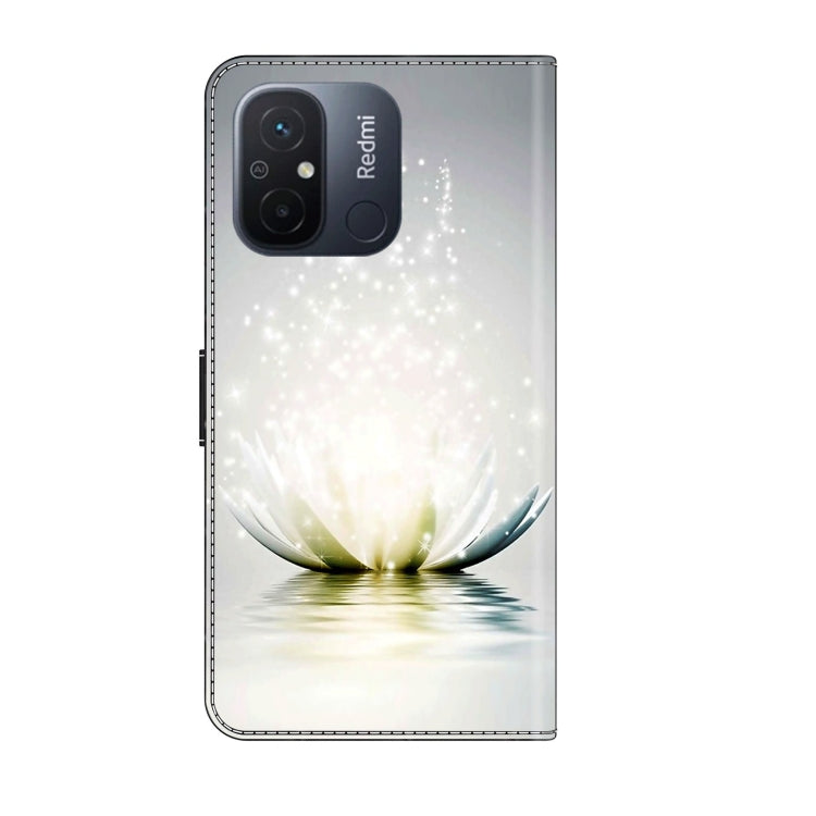 For Xiaomi Redmi 11A 4G / Redmi 12C Global Crystal 3D Shockproof Protective Leather Phone Case(Light Lotus) - free shipping - PMC TechLife - Order now!