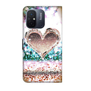 For Xiaomi Redmi 11A 4G / Redmi 12C Global Crystal 3D Shockproof Protective Leather Phone Case(Pink Diamond Heart)