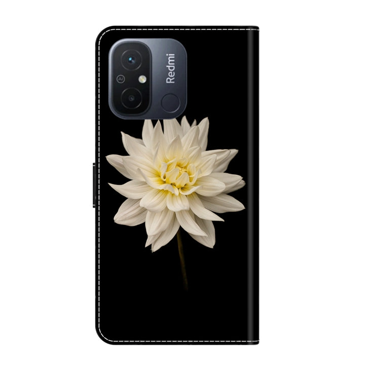 For Xiaomi Redmi 11A 4G / Redmi 12C Global Crystal 3D Shockproof Protective Leather Phone Case(White Flower) - free shipping - PMC TechLife - Order now!