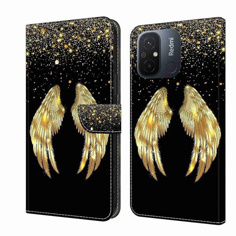 For Xiaomi Redmi 11A 4G / Redmi 12C Global Crystal 3D Shockproof Protective Leather Phone Case(Golden Wings) - free shipping - PMC TechLife - Order now!