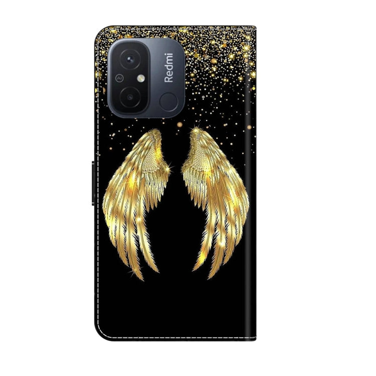 For Xiaomi Redmi 11A 4G / Redmi 12C Global Crystal 3D Shockproof Protective Leather Phone Case(Golden Wings) - free shipping - PMC TechLife - Order now!