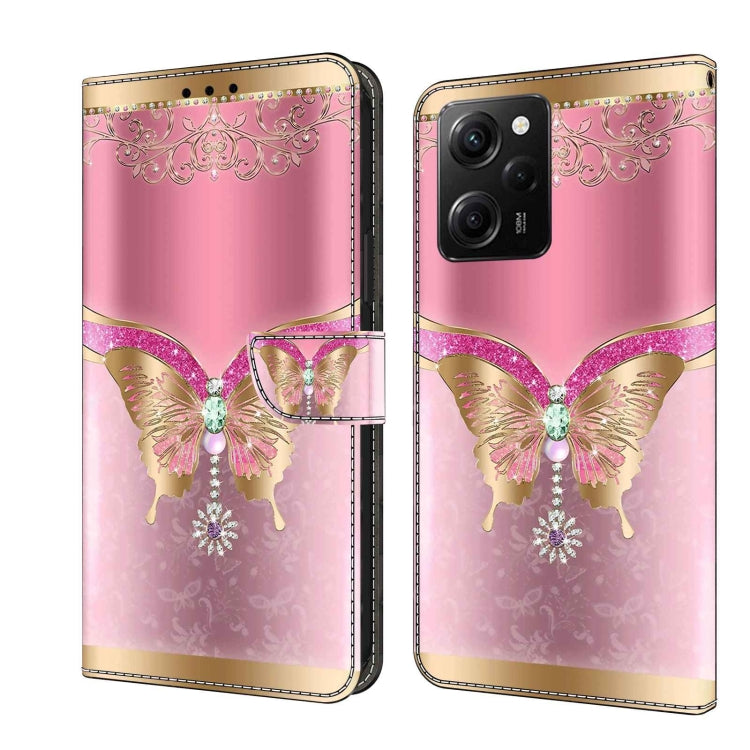 For Xiaomi Redmi Note 12 Pro Global Crystal 3D Shockproof Protective Leather Phone Case(Pink Bottom Butterfly) - free shipping - PMC TechLife - Order now!