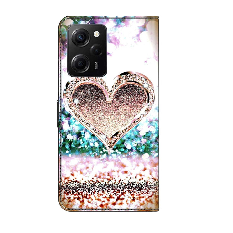 For Xiaomi Redmi Note 12 Pro Global Crystal 3D Shockproof Protective Leather Phone Case(Pink Diamond Heart)