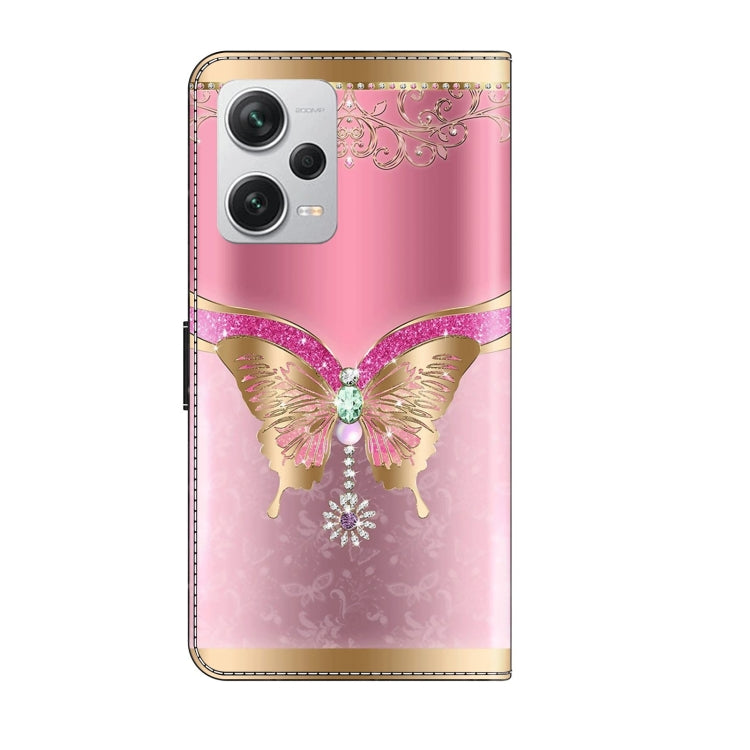 For Xiaomi Redmi Note 12 Pro+ Crystal 3D Shockproof Protective Leather Phone Case(Pink Bottom Butterfly) - free shipping - PMC TechLife - Order now!