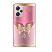 For Xiaomi Redmi Note 12 Pro+ Crystal 3D Shockproof Protective Leather Phone Case(Pink Bottom Butterfly)
