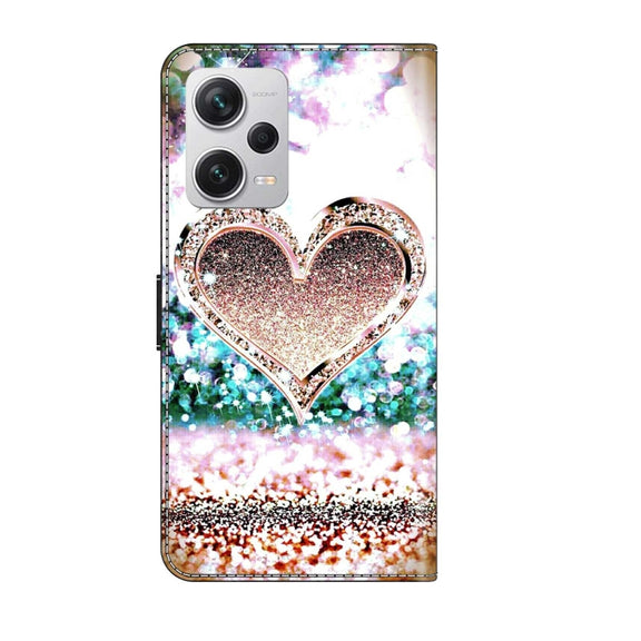 For Xiaomi Redmi Note 12 Pro+ Crystal 3D Shockproof Protective Leather Phone Case(Pink Diamond Heart)