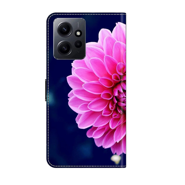 For Xiaomi Redmi Note 12 4G Crystal 3D Shockproof Protective Leather Phone Case(Pink Petals)