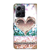 For Xiaomi Redmi Note 12 4G Crystal 3D Shockproof Protective Leather Phone Case(Pink Diamond Heart)