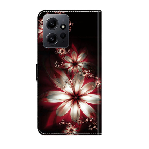 For Xiaomi Redmi Note 12 4G Crystal 3D Shockproof Protective Leather Phone Case(Fantastic Flower)