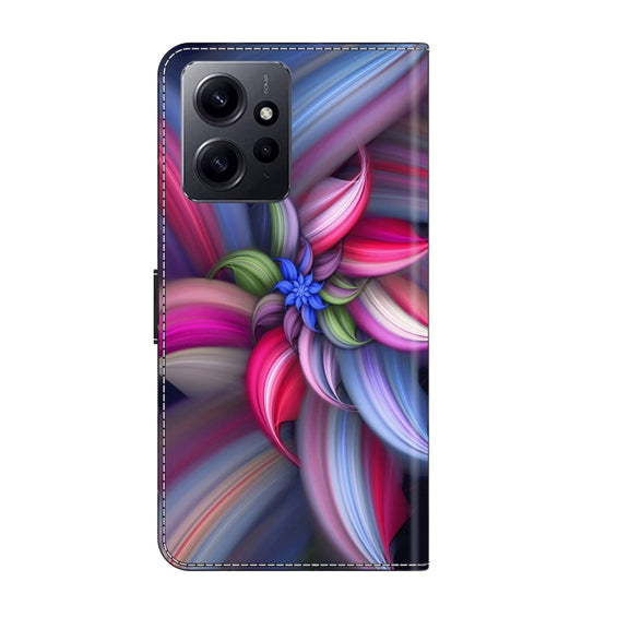 For Xiaomi Redmi Note 12 4G Crystal 3D Shockproof Protective Leather Phone Case(Colorful Flower)