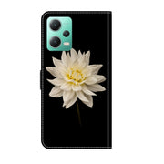 For Xiaomi Redmi Note 12 5G Global / Poco X5 Crystal 3D Shockproof Protective Leather Phone Case(White Flower)