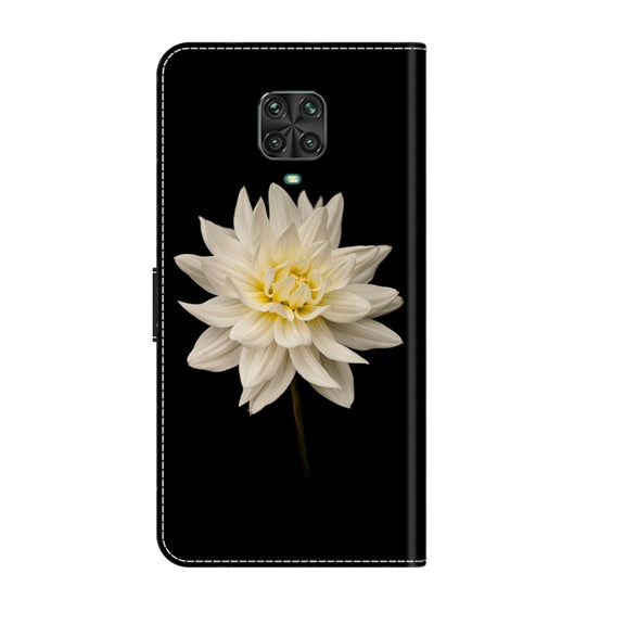 For Xiaomi Redmi Note 9 Pro Crystal 3D Shockproof Protective Leather Phone Case(White Flower)