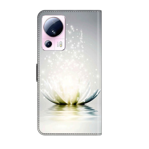 For Xiaomi 13 Lite Crystal 3D Shockproof Protective Leather Phone Case(Light Lotus)