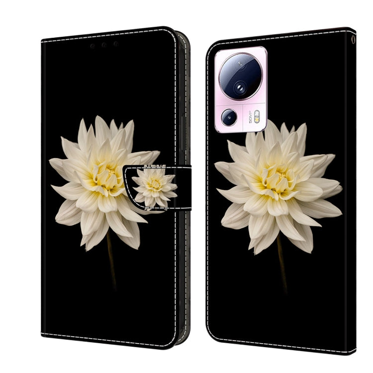 For Xiaomi 13 Lite Crystal 3D Shockproof Protective Leather Phone Case(White Flower) - free shipping - PMC TechLife - Order now!