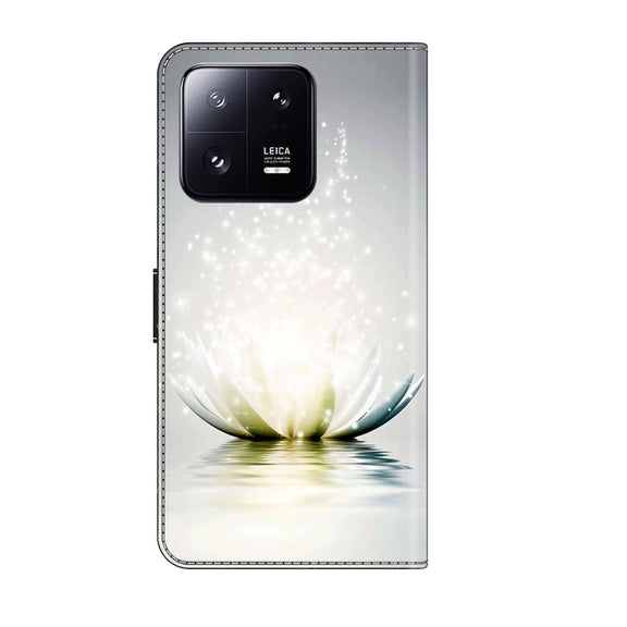 For Xiaomi 13 Pro Crystal 3D Shockproof Protective Leather Phone Case(Light Lotus)