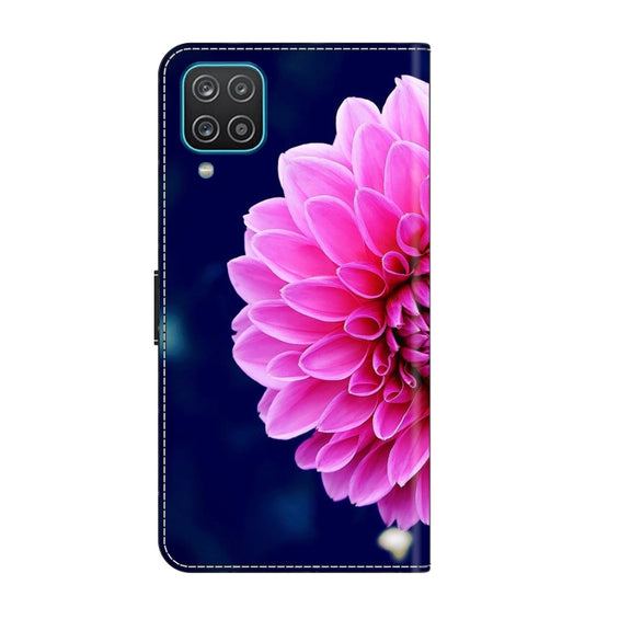 For Samsung Galaxy A12 4G / 5G Crystal 3D Shockproof Protective Leather Phone Case(Pink Petals)