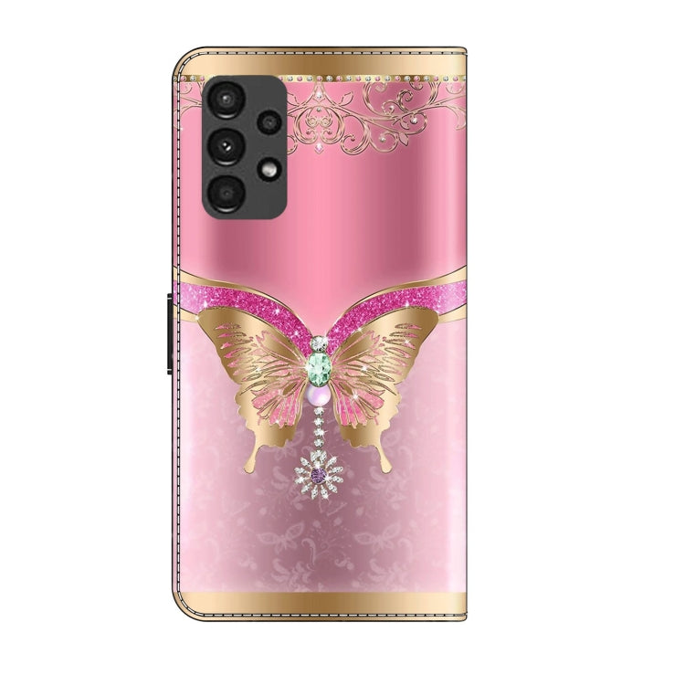 For Samsung Galaxy A13 4G / 5G / A04S Crystal 3D Shockproof Protective Leather Phone Case(Pink Bottom Butterfly) - free shipping - PMC TechLife - Order now!