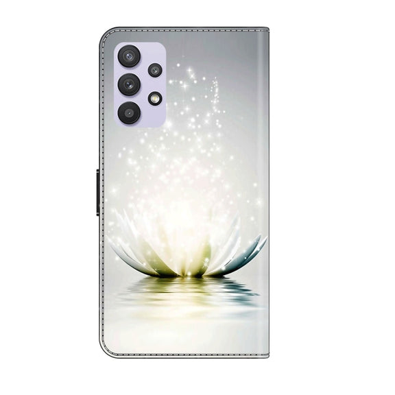 For Samsung Galaxy A32 5G Crystal 3D Shockproof Protective Leather Phone Case(Light Lotus)