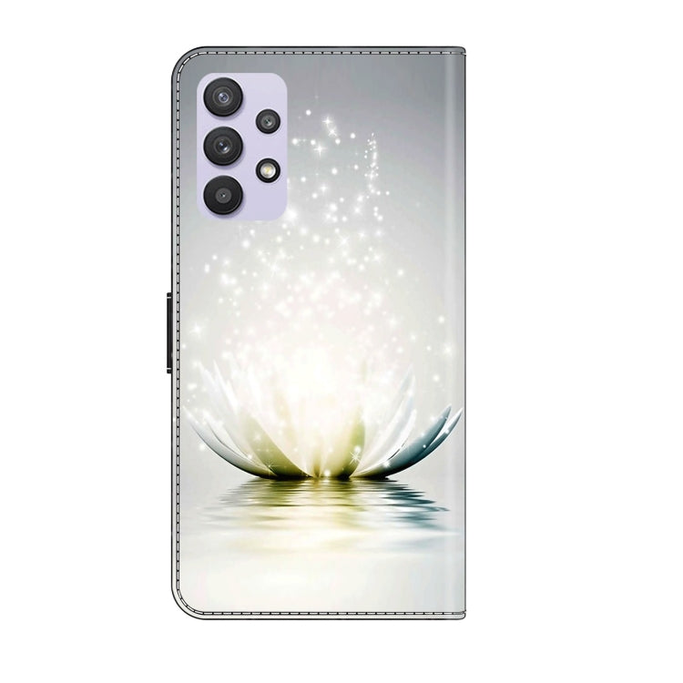 For Samsung Galaxy A32 5G Crystal 3D Shockproof Protective Leather Phone Case(Light Lotus)
