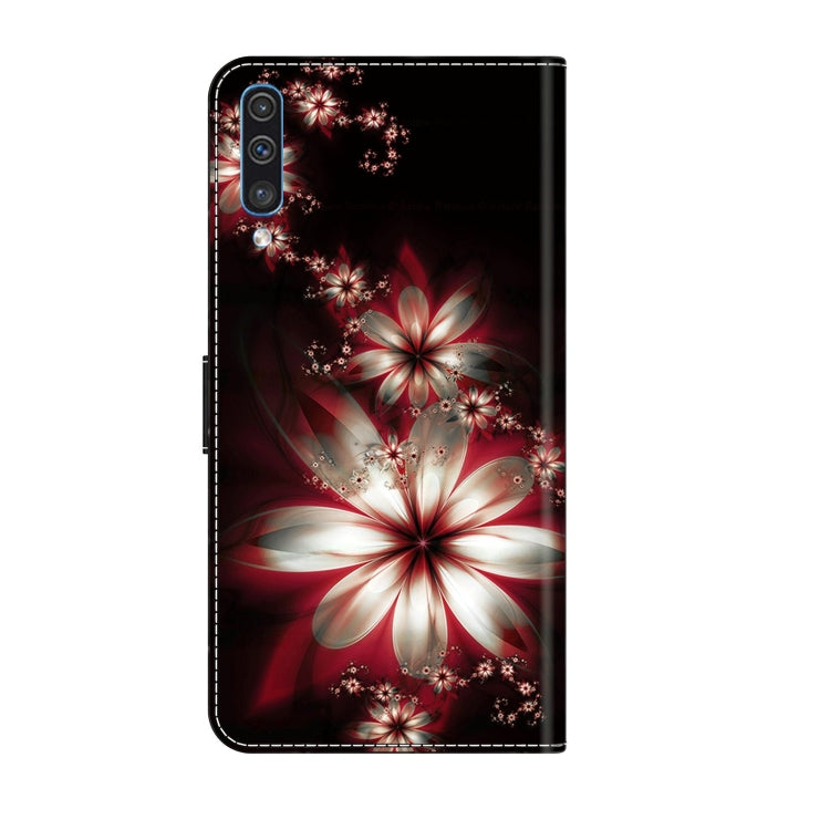 For Samsung Galaxy A50 Crystal 3D Shockproof Protective Leather Phone Case(Fantastic Flower)
