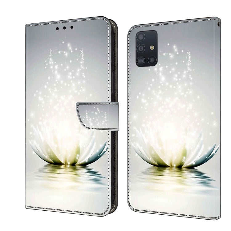 For Samsung Galaxy A51 4G Crystal 3D Shockproof Protective Leather Phone Case(Light Lotus)