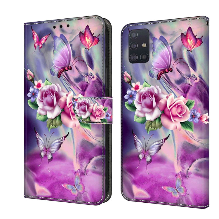 For Samsung Galaxy A51 4G Crystal 3D Shockproof Protective Leather Phone Case(Butterfly)