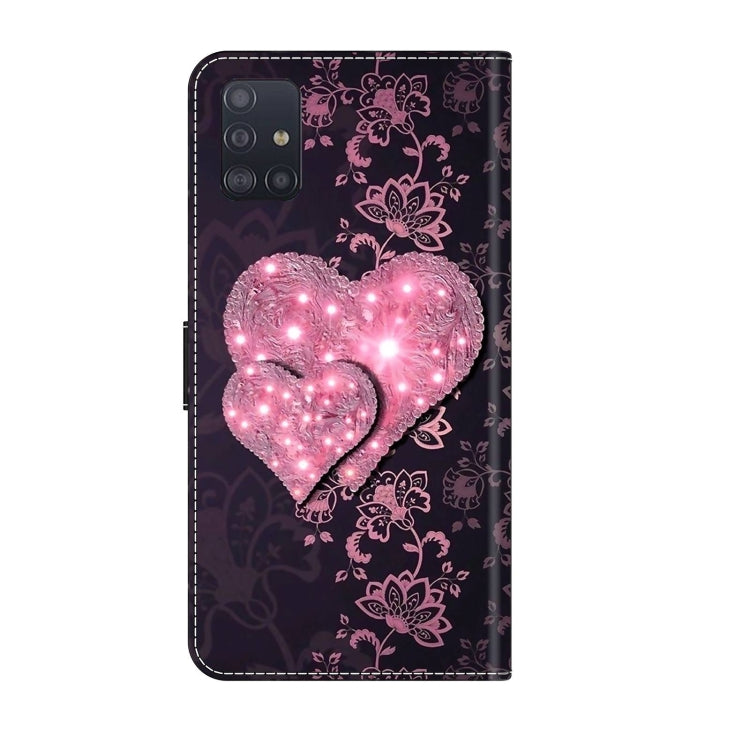 For Samsung Galaxy A51 4G Crystal 3D Shockproof Protective Leather Phone Case(Lace Love)