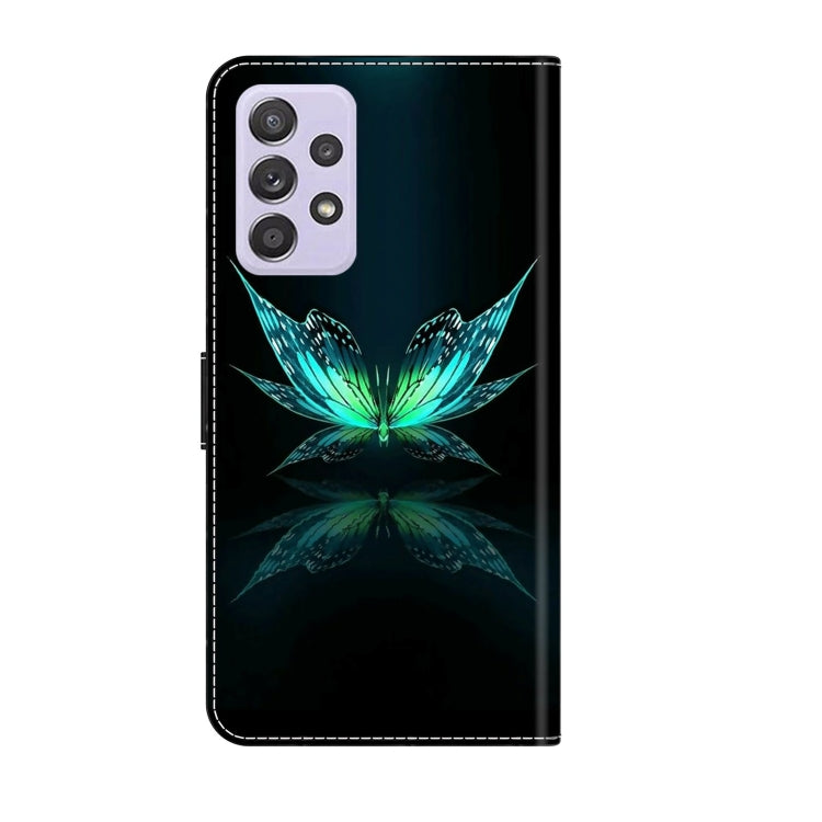 For Samsung Galaxy A52 / A52s 5G Crystal 3D Shockproof Protective Leather Phone Case(Reflection Dutterfly)