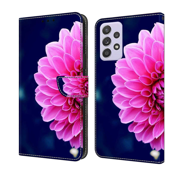 For Samsung Galaxy A52 / A52s 5G Crystal 3D Shockproof Protective Leather Phone Case(Pink Petals)