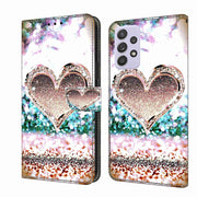 For Samsung Galaxy A52 / A52s 5G Crystal 3D Shockproof Protective Leather Phone Case(Pink Diamond Heart)