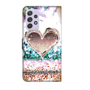 For Samsung Galaxy A52 / A52s 5G Crystal 3D Shockproof Protective Leather Phone Case(Pink Diamond Heart)