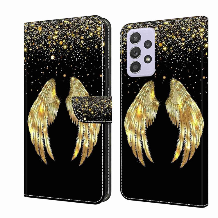 For Samsung Galaxy A52 / A52s 5G Crystal 3D Shockproof Protective Leather Phone Case(Golden Wings)
