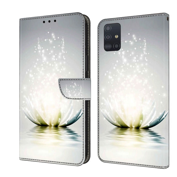 For Samsung Galaxy A71 4G Crystal 3D Shockproof Protective Leather Phone Case(Light Lotus)