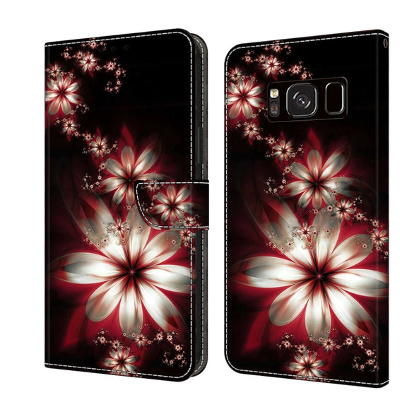 For Samsung Galaxy S8 Crystal 3D Shockproof Protective Leather Phone Case(Fantastic Flower)