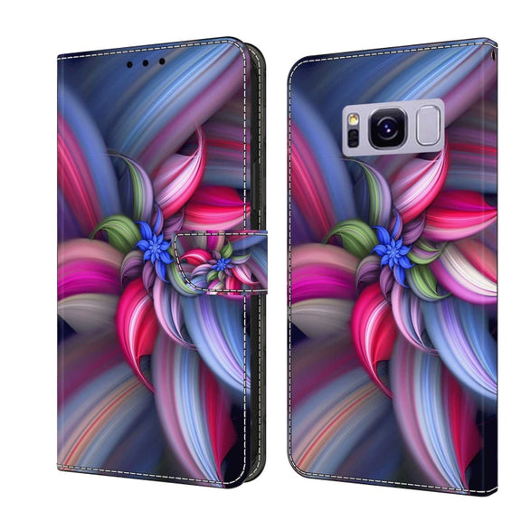 For Samsung Galaxy S8+ Crystal 3D Shockproof Protective Leather Phone Case(Colorful Flower)