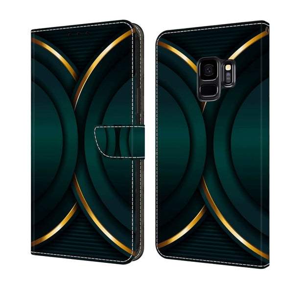 For Samsung Galaxy S9 Crystal 3D Shockproof Protective Leather Phone Case(Gold Outline)