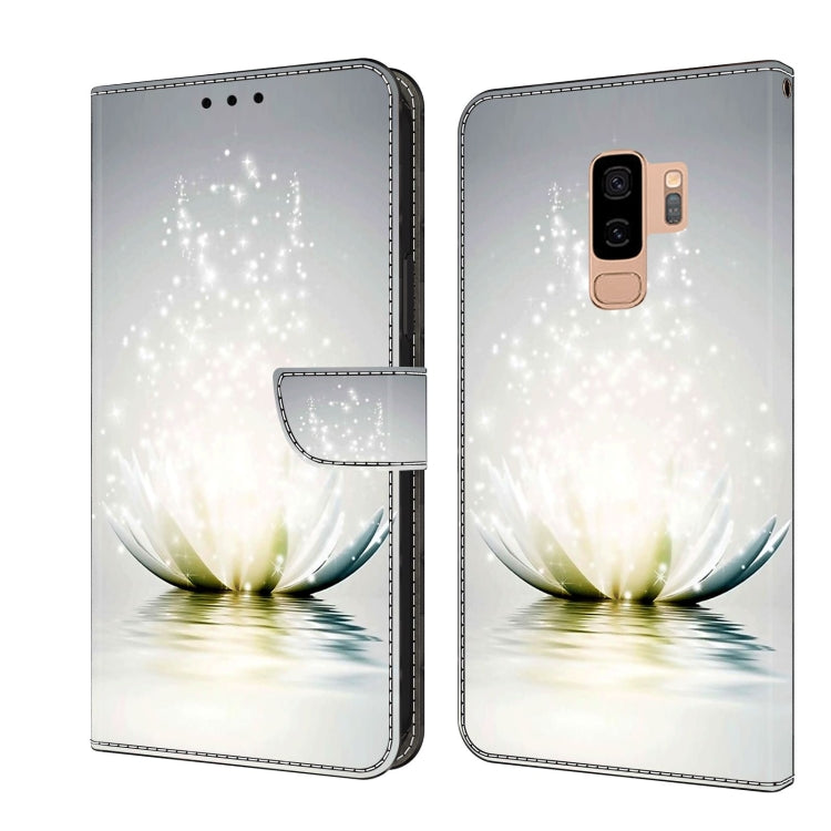 For Samsung Galaxy S9+ Crystal 3D Shockproof Protective Leather Phone Case(Light Lotus)