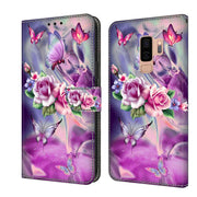 For Samsung Galaxy S9+ Crystal 3D Shockproof Protective Leather Phone Case(Butterfly)