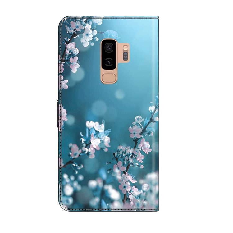 For Samsung Galaxy S9+ Crystal 3D Shockproof Protective Leather Phone Case(Plum Flower)