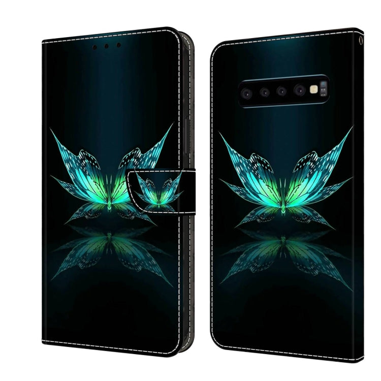 For Samsung Galaxy S10 Crystal 3D Shockproof Protective Leather Phone Case(Reflection Dutterfly)