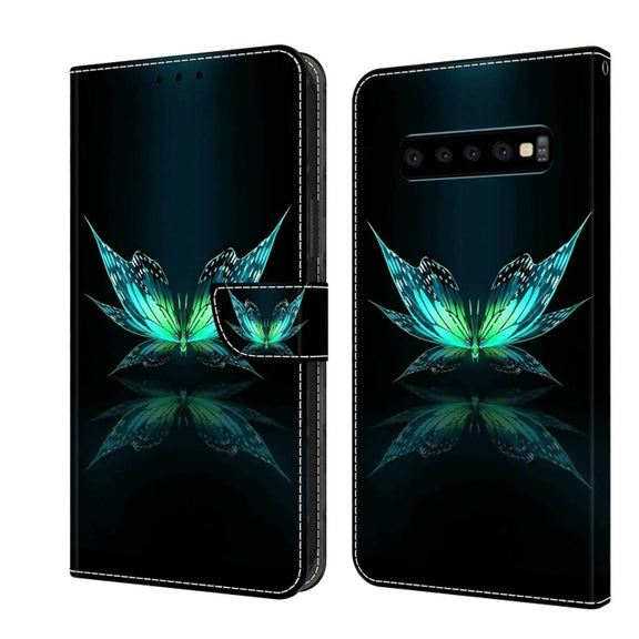 For Samsung Galaxy S10 Crystal 3D Shockproof Protective Leather Phone Case(Reflection Dutterfly)