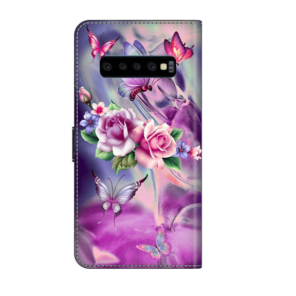 For Samsung Galaxy S10 Crystal 3D Shockproof Protective Leather Phone Case(Butterfly)