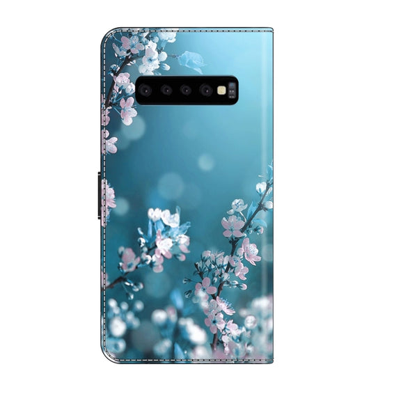 For Samsung Galaxy S10 Crystal 3D Shockproof Protective Leather Phone Case(Plum Flower)