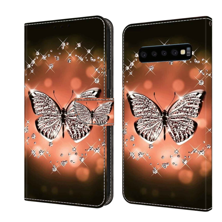 For Samsung Galaxy S10 Crystal 3D Shockproof Protective Leather Phone Case(Crystal Butterfly)
