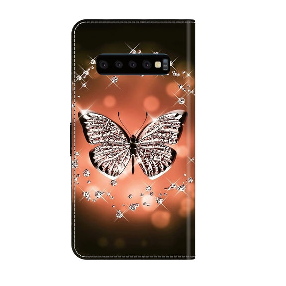 For Samsung Galaxy S10 Crystal 3D Shockproof Protective Leather Phone Case(Crystal Butterfly)