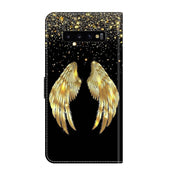 For Samsung Galaxy S10+ Crystal 3D Shockproof Protective Leather Phone Case(Golden Wings)