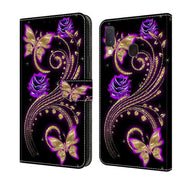 For Samsung Galaxy S10e Crystal 3D Shockproof Protective Leather Phone Case(Purple Flower Butterfly)
