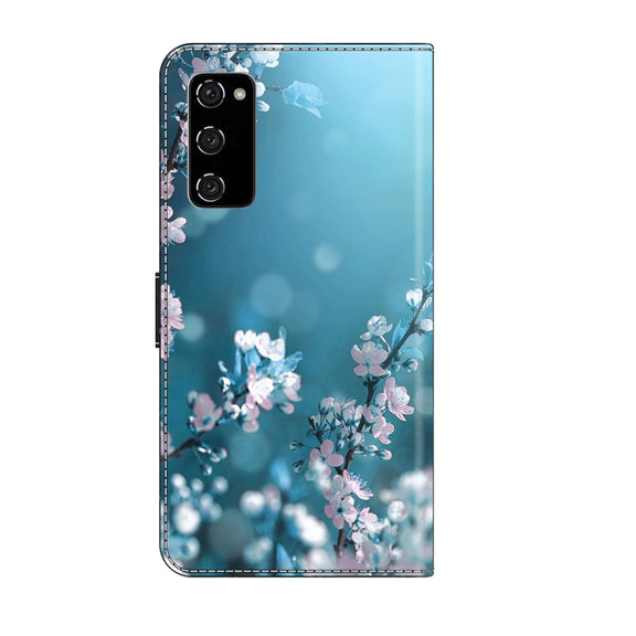 For Samsung Galaxy S20 FE Crystal 3D Shockproof Protective Leather Phone Case(Plum Flower)