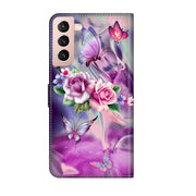 For Samsung Galaxy S21 Crystal 3D Shockproof Protective Leather Phone Case(Butterfly)