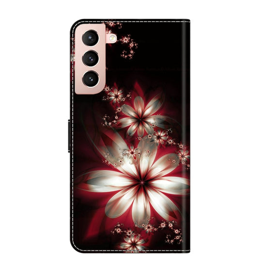 For Samsung Galaxy S21 Crystal 3D Shockproof Protective Leather Phone Case(Fantastic Flower)